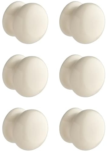Hiatt Hardware - Ceramic Cabinet Drawer Knob - Round - 30mm - Pack 6 - Ivory Finish - Fixings Included