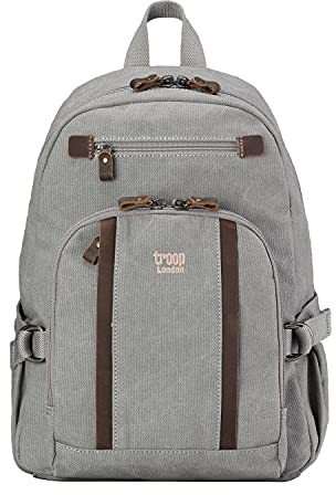 Troop London TRP0256 Rucksack aus Segeltuch, mittelgroß - Grau - Medium