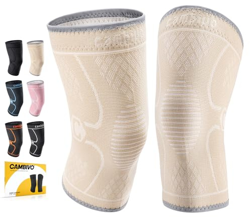 CAMBIVO 2Pcs Rodilleras Menisco y Ligamento, Rodilleras Gym de Compresion, Rodillera Transpirable y Antideslizante para Gym, Voleibol, Baloncesto, Correr, Bicicleta, Unisex