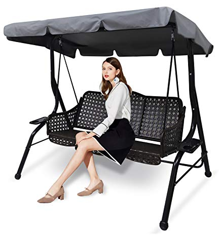 Replacement Canopy Garden Swing Seat Chair, Swing Chair Canopy Replacement, Swing Canopy Cover, Waterproof/UV Resistant Cover Patio Hammock Cover Top Garden Outdoor (S)