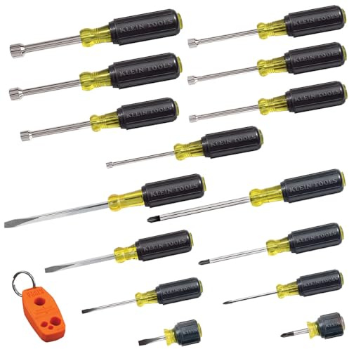 Klein Tools 80021 Tool Set, Screwdriver and Nut Driver Tool Kit with Assorted Tips, Magnetizer/De-Magnetizer, 16-Piece, Home Improvement