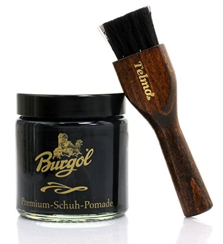 Burgol Premium Schuh Pomade 100ml mit langer Tiegelbürste Schwarz