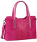 OBC Made IN Italy Damen Echt Leder Tasche Kroko-Prägung Business Shopper Wildleder Schultertasche Handtasche Ledertasche Umhängetasche (Pink)