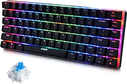 Teclado mecánico para juegos con cable retroiluminado con LED RGB, AK33 de 82 teclas, panel de metal compacto con 20 modos de efecto de iluminación para Windows PC Gamers (interruptor negro GB)