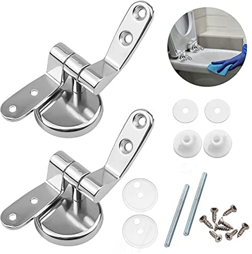 Basetousual 2 Stück WC Sitz Soft-Close Scharnier aus Zinklegierung, WC Sitz Scharniere, Toilettenscharniere, Verstellbare Beschläge für Festen Sitz für Die Meisten Holzharz-MDF-WC-Sitze, Reparatur-Set