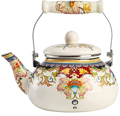 TOPBATHY 1. 5L ceramica smaltata teiera vintage in acciaio inox bollitore per tè acqua calda bollente pentola contenitore per cucina cucina a gas