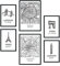 Nacnic Set von 6 Poster von Paris und London. Sammlung von Platten mit ästhetischer Collage für Innendekoration. Größen A3 und A4. Schwarzer Rahmen.