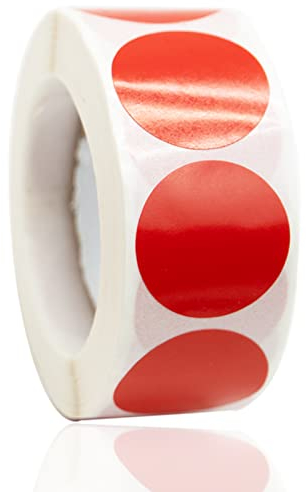Etiketten, Aufkleber zur Farbcodierung Etiketten, Papier, Rund Punktaufkleber, selbstklebend, 25 mm, 1 Rolle mit 500 Stück Rot
