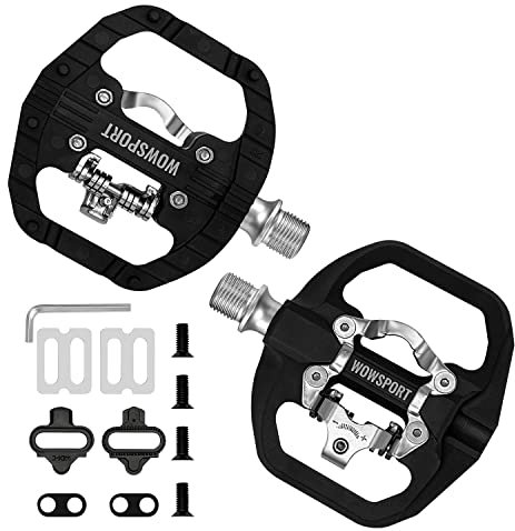 WOWSPORT Dual-Plattform-Mountainbike-Pedale, SPD-Pedal, MTB-Fahrradpedale, ultraleichte Nylon-Plattform, kompatible Shimano SPD selbstsichernde Clipless-Pedale (SPD_Plus)