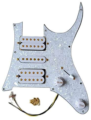 Vorverkabelt HSH Pickguard White Humbucker Pickups Schweißgurt Für Ibanez Gitarre Vorverdrahtetes Schlagbrett