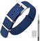 ANNEFIT Nylon Uhrenarmbänder 20mm mit Edelstahl Metall Schließe, Sport Atmungsaktive Ersatzarmband (Blau)