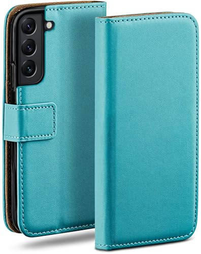 moex für Samsung Galaxy S22 Plus Hülle mit Kartenfach, Handyhülle klappbar 360 Grad Schutzhülle, PU Leder Handytasche Samsung Galaxy S22 Plus Klapphülle Flip Case, Türkis