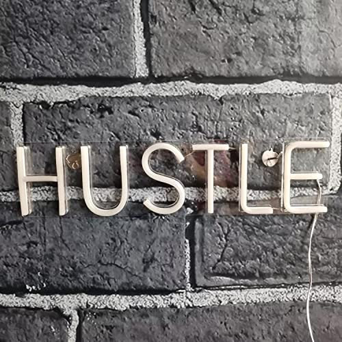 HUSTLE Schriftzug Neonlicht LED Neon Schild USB Licht Lampe Reklame Leuchte Kunst Motivation Spruch Wand Dekoration Gaming Setup Streamer Hintergrund Beleuchtung dekorative Wandleuchte