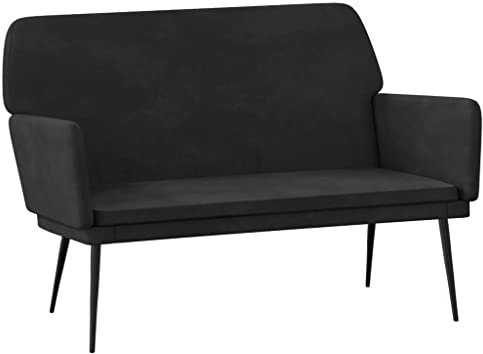 vidaXL Sitzbank, Bank Polsterbank mit Rückenlehne Armlehne, Sofa Flurbank für Wohnzimmer, Garderobenbank Metallgestell, Modern, Schwarz Samt