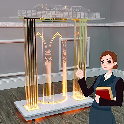 Rednerpult Stehpult, Mobil Schreibpult Stehpult Mit 4 Rollen 2-stufige Schichte, Stehtisch Pult Acryl Podium Laptoptisch Transparente Kanzel Stehschreibtisch Klassenzimmer Büro Hause Studio Kirche