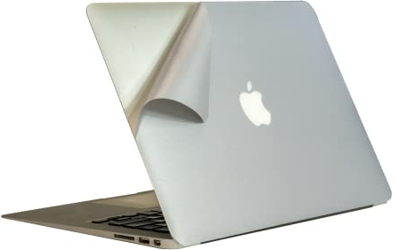 at Outlet Autocollant Ordinateur Portable Compatibles avec Apple - Stickers Ordinateur Portable Résistant à l'eau et aux Produits Chimiques - Film Adhésif Couleur Argent