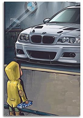 ISTI Sportauto für BMW E46 M3 Jungen-Traumauto-Poster, dekoratives Gemälde, Leinwand, Wandposter und Kunstbild, modernes Familien-Schlafzimmer, Dekoration, Poster, 30 x 45 cm