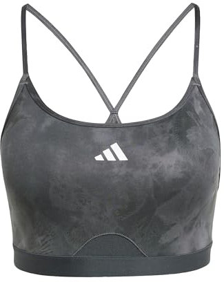 adidas Women's Aeroreact Training Essentials Light Support Tie-Dye Flower-Print Bra Sport-BH, Grey Five/Carbon, L A-B