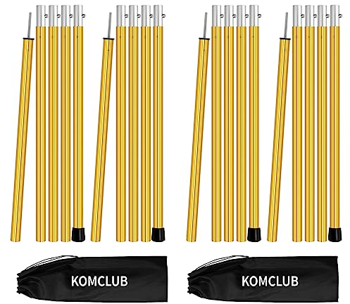 KOMCLUB Zeltstangen Tarpstangen 4er-Set-Teleskopstangen aus Aluminium für Zeltfliegen Tarps, Leichte, Einstellbare Ersatz-Zeltstangen Outdoor-Sport-Camping 1.9m
