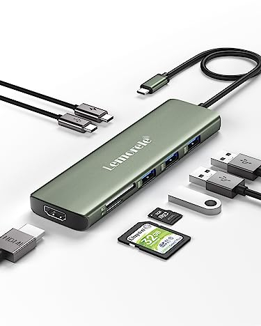 Lemorele USB C Hub – USB C Adapter 8 in 1, USB C Hub Multiport Adapter USB C Dock with 4K HDMI, 3 USB 3.0, USB C Data Port, PD 100W,SD/TF,USB C Docking Station for MacBook Air/Pro, Steam Deck, Switch