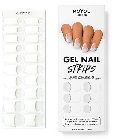 MOYOU LONDON Semi Cured Gel Nail Strips - 20 Pcs. Nail Wraps for Salon-Quality Manicure - Works with Any UV Lamp - Easy to Apply, Trim, & Remove Gel Stickers
