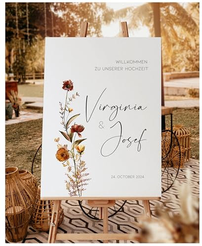 Manschin Laserdesign Willkommensschild Aluverbund personalisiert - Made in Germany - Welcome Willkommen Schild für Hochzeit (80x55cm)