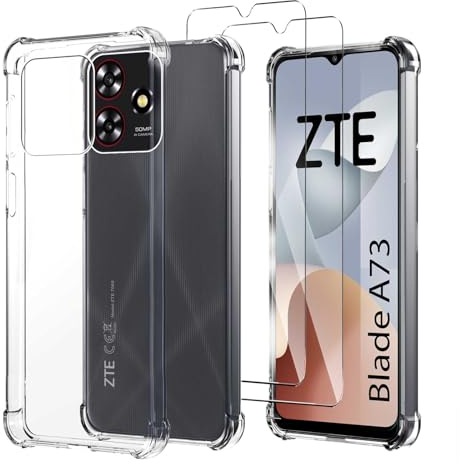 JDXHFF Cover Compatibile con ZTE Blade A73 4G (6.6) Trasparente e 2 Pezzi Pellicola Protettiva in Vetro Temperato - Bumper Custodia Morbido Silicone Protettivo TPU Case Clear