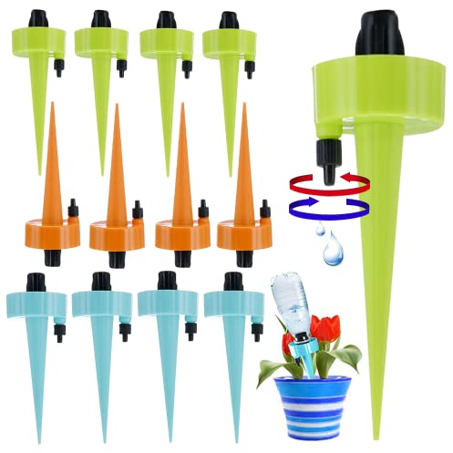 Aoreun Set di irrigazione automatica, 12 pezzi sistema di irrigazione regolabile con valvola di controllo per piante in vaso,fiori,sistema irrigazione goccia adatto per maggior parte delle bottiglie