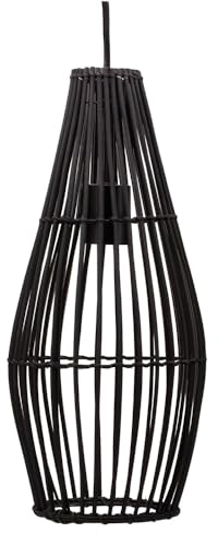 NCC-Licht Pendelleuchte Timber Love Schwarz Rattan Ø20cm max. 20W E27 ohne Leuchtmittel kürzbar