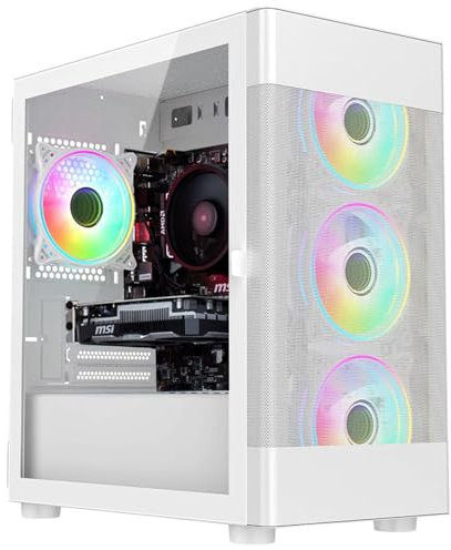 Fierce PC Gaming-AMD Ryzen 5 5600 3.5-4.4GHz,Radeon RX 7600 XT 16GB, 16GB RAM 3200MHz, 1TB NV3 M.2 NVME SSD, 650W PSU, RGB Gaming Case, Windows 11