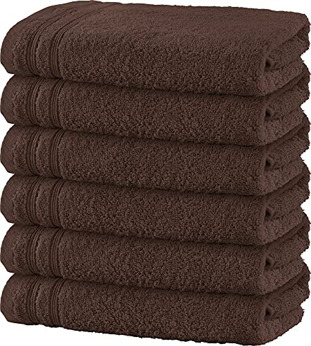Erwin Müller Handtuch 6er-Pack Heidelberg 100% Baumwolle - saugstark, gut trocknend, kompakt, leichte Qualität braun Größe 50x80 cm - ideal für Sport, Strand, Reisen