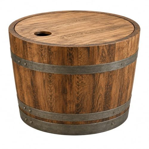 Fass-Schmiede Weinfass Couchtisch mit Holzdeckel Beistelltisch Sofatisch (Rustikal)