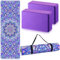 Tinideya Yogamatte, Yoga-Block, 6 mm dick, rutschfest, mit Tragegurt, Reise-Yogamatte für Training, Yoga, Fitness, Pilates, Bodentraining, 3 Stück
