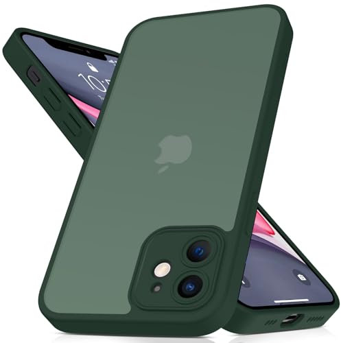 Mootobo for iPhone 11 Case with Camera Lens Full Cover Protection, 10FT Military Grade Drop Protection Phone Case with Anti-Fingerprint Matte Back 6.1 inch - Deepgreen