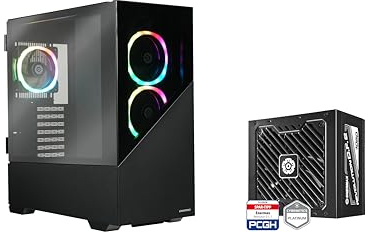 Enermax EnermaxK8 ARGB K8BB-1050W Boîtier PC de Jeu Midi Tour Noir & Revolution D.F. 2 1050 W Bloc d'alimentation doré