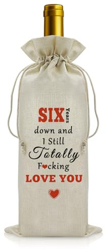 6th Wedding Anniversary Wine Bags Anniversary Wine Bottle Bag for Him Her Couple Happy 6 Year Anniversary Wine Bags Gift 6th Anniversary ideals Gift for Husband Wife Wedding Anniversary Wine Bags