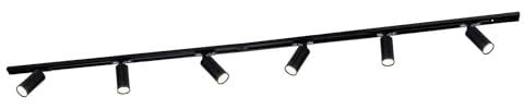 Ledvion - Illuminazione a binario a LED 2M + 6 faretti a binario (nero, dimmerabile, attacco GU10