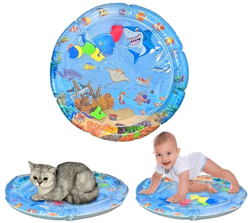 Felicify Alfombra Sensorial para Gatos, Alfombra Agua Gatos, Cama de Agua para Gatos, Piscina Gatos Juguete con Peces, Tapete Sensorial para Gatos, Juguetes Interactivos para Gatos Perros Mascotas