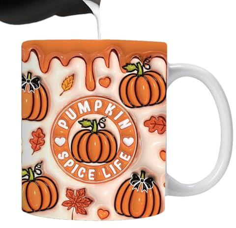 Ungtyb Tasses à café dHalloween, tasse à café dHalloween - Tasses au chocolat chaud au chocolat Fantôme avec motif citrouille - Tasses à café de Noël de 12 oz Tasses à boire en céramique pour