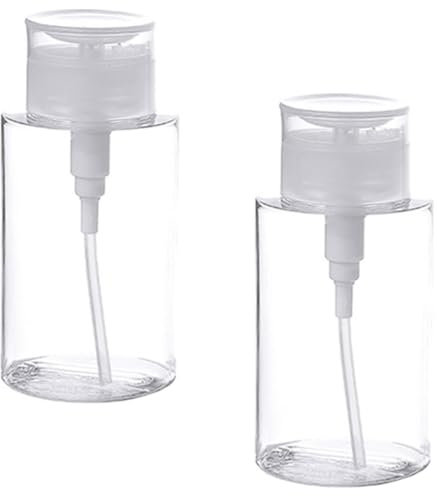 Operitacx Flacon Pompe Rechargeable Pour Toner Et Dissolvant Vernis À Ongles 2 Pièces 6.5 Oz Bouteille Vide De Soin Cosmétique Avec Distributeur Pousser Pour Voyage Et Usage Quotidien