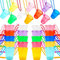 30 Pcs Shot Glass on Beaded Necklace Plastic Shot Necklace Cups Mexican Shot Glass Necklaces Bead for Birthday Bachelorette Wedding Party Supplies Favors, 10 Colors