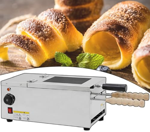 Kamin-Kuchenrollen-Ofen-Maker, Mini-Kreis-Brotbackautomat 110 V 220 V Doppel-Edelstahl-Form, Spiegelrumpf-Kamin-Wickler, Kommerzielle Brotmaschine,110V
