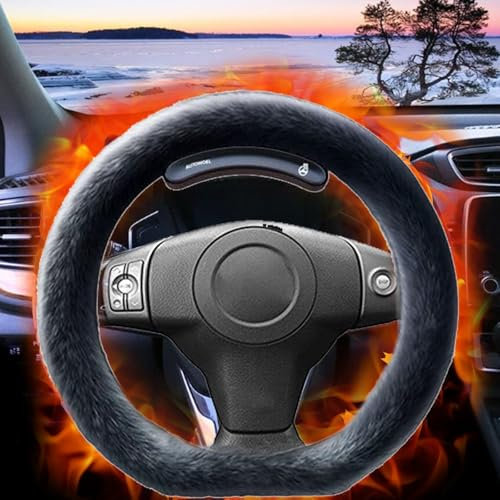 Heated Steering Wheel Cover Wireless, 15 Inch Cordless Steering Wheel Heater, 5 Seconds Quick Heating, Automatic Temperature Control, Suede Rechargeable Battery Heated Steering Wheel Cover(D Form)
