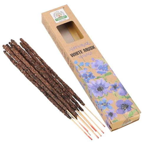 Natürliche ORKAY Räucherstäbchen aus Indien, Duft, White Musk | Handgerollt aus natürlichen Rohstoffen, Gewicht 25 g, Brenndauer 30-40 Minuten, variierende Dicke.