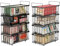 UMDONX Gefrierschrank Organizer Behälter, 8er Stapelbare Metallkorb Gefriertruhe Körbe für 198L,Gefrierschrank Gefriergut Sortieren, Einfacher Zugriff auf Tiefkühlkost Schwarz(37x18x15cm)