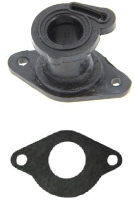 Pieza de repuesto original del fabricante: pipa/colector/brida de admisión negra + junta para pequeña motosierra podadora distancia entre ejes de fijación 37 mm Ver visual y dimensiones en la foto