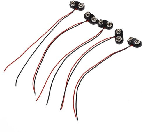 5Pack 9V Battery Snap Connector 9 Volt Battery Clips Connector Buckle Plastic Housing, T-type