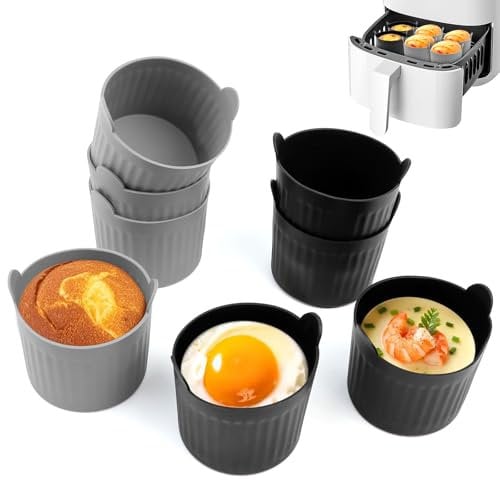 Molde Silicona Freidora de Aire, 6 Piezas Molde Silicona Freidora de Aire para Huevos, Moldes Magdalenas Reposteria Moldes, Air Fryer Accesorios, Molde de Silicona para Freidora de Aire Caliente