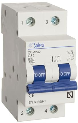 Solera® CBM232 Interruttore Magnetotermico, C32, 2P, 2M, 6kA, 32A • 1 unità