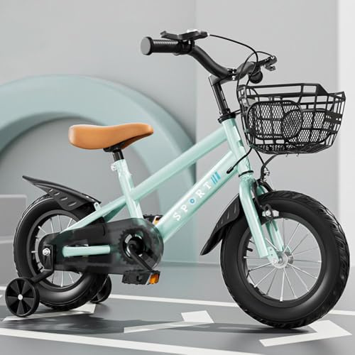 OHMG 12/14/16 Zoll Kinderfahrrad, Kinderfahrrad Kinder für Jungen und Mädchen,Anfänger Fahrrad Radfahren mit Stabilisatoren und Korb, geeignet für Kinder im Alter von 3-10 Jahren